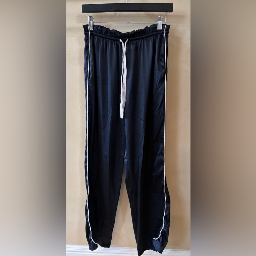 Victoria's Secret Black Satin Pajama Pants Sleep Drawstring Extra Small XS